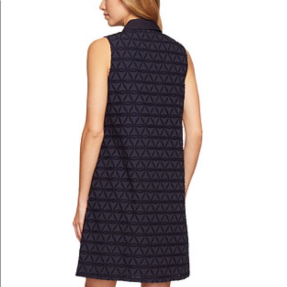 Donna Morgan-Novelty Geo Burnout Shirtdress Navy w/Triangle print- sizes 0-2 NWT - Picture 3 of 11